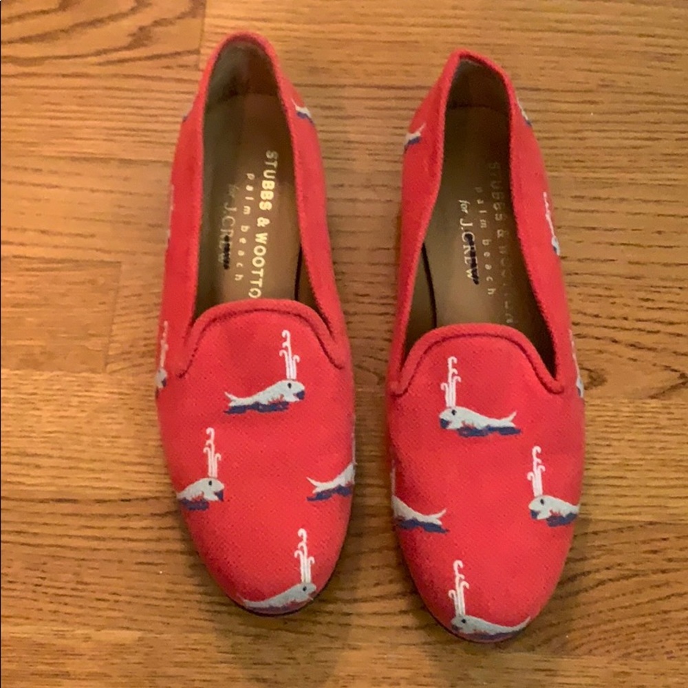 Stubbs & Wooton canvas embroidered whale loafers